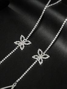 2 piezas Cadena corporal de mariposa elegante y minimalista, accesorio de moda sexy invisible para hombros abiertos, cadena de hombro ajustable con strass - A - Ver 12