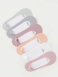 5 Pairs Random Color Women's Solid Color Low-Cut Invisible Boat Socks - Multicolor - View 3
