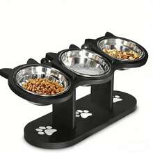 Mangkuk Makan Kucing & Anjing Kayu yang Dapat Diatur Sudutnya 15°, Termasuk 3 Mangkuk Stainless Steel, Desain Anti-Muntah Mengurangi Kelelahan Kumis, Cocok Untuk Kucing, Anjing Kecil, dan Hewan Peliharaan Kecil Lainnya, Penting Untuk Rumah Tangga dengan Banyak Kucing & Hewan Peliharaan - Versi yang ditingkatkan - View 7