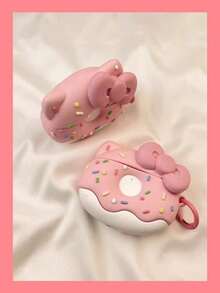SANRIO 1pc Cute Donut KT Cat Bow Earphone Protective Case Compatible With Airpods Pro Apple Wireless Bluetooth Earphone Shell 2/3/4 Generation Cartoon Protective Case (Earphones Not Included) - View 3