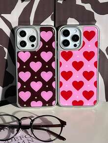 17 Pro Max Drip Glue Phone Case, Sweet & Cool Contrast Color Heart Design, Shockproof Protective Cover, Fashionable Best Friend Matching Style - Multicolor - View 6
