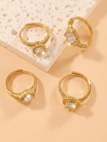 1pc Fashionable Elegant Open Ring, Suitable For Women's Daily Wear, Holiday Gift - Gold - View 3