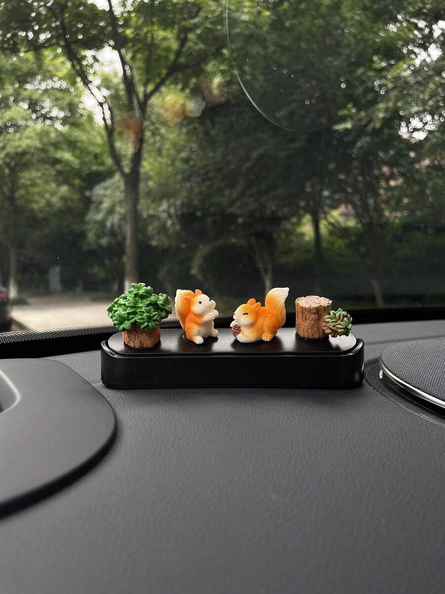 1pc Car Temporary Parking Number Plate, Little Squirrel Move Car Phone Plate, Car Doll Move Car Card Decoration Creative Ornament, Car Temporary Parking Plate, Car Portable Hidden Phone Number Plate, Car Temporary Parking Plate, Hidden ABS Plastic Parking Plate Temporary Parking Move Car Plate, Car Parking Plate Holiday Small Gift - A - View 1