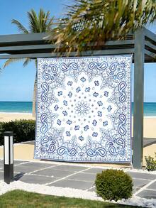 1PC Outdoor Thickened Waterproof Sun-Proof Gradient Mandala Flower Green Bohemian Pattern Garden Patio Canopy Beach Sunshade Awning With Rope (Frame Not Included) - Multicolor - View 2