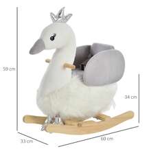 HOMCOM Caballito Balancín para Bebé de +18 Meses Suave con Forma de Cisne Sonidos Reposapiés y Cinturón 60x33x59 cm Blanco y Gris - Blanco y Gris - Ver 7