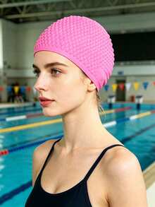 1/10pcs Squishy Silicone Waterproof Swim Cap, Waterdrop Pattern, Oversized Anti-Slip Design, Solid Color Options (Light Purple/Yellow/Gray/Pink/Blue), Summer Style, Unisex Adult For Curly Long Hair Braids Dreadlocks, For Beach Pool Hot Spring Surfing - Multiple Styles - View 12