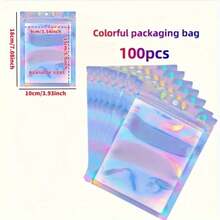 100pcs/Pack Multi-Size Thickened 16-Mil Color-Changing Holographic Laser Packaging Bags, Reusable Sealed Bags For Jewelry, Accessories, Cosmetics Packaging And Storage, Perfect For Jewelry Display, Mailing And Shipping Supplies - Multicolor - View 26
