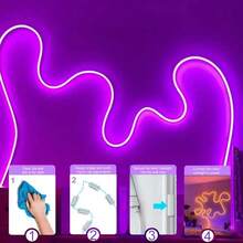 LQHZMYYY RGB Neon Light USB Powered With 4-Key Control, Music Mode Lights Change With Rhythm, Flexible Light Strip Can Bend For DIY Styling, Suitable For Stage, Music Festival, Party, Gaming Or Birthday Atmosphere, Gaming Relaxation Use - Multicolor - View 6