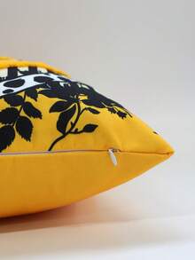 1件裝奢華美式豹紋刺繡抱枕套，黃黑對比條紋客廳沙發枕套，17.7*17.7英吋 (45*45公分)，不含枕芯 - 黃色 - 查看 5