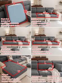 1pc All-Season Fleece Jacquard Anti-Slip Sofa Cushion Cover, Style Soft Skin-Friendly Pet-Proof Elastic Sofa Cover, Spring/Autumn Cat Scratch-Resistant Sofa Slipcover Suitable For Living Room L-Shaped Sectional And 1/2/3/4-Seater Sofas (1 Piece Sold) - Dark Grey - View 4