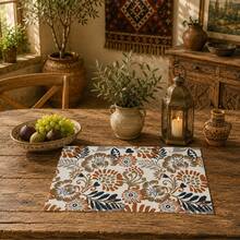 1pc/4pcs/6pcs, Home Decor, Retro Pattern Printed Linen Placemats, Suitable For Dining Table, All-Season Decoration For Spring Summer Autumn Winter, Modern Style Washable Table Mats, Room Decoration, Table Mats, Coasters, Kitchen Dining Table Mats, Indoor Outdoor Party Decoration, Home Decor, Ideal Gift - Multicolor - View 2