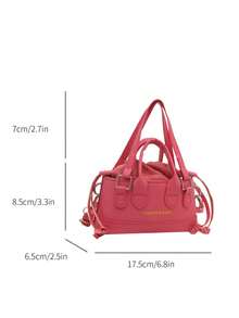 Túi xách mini nữ đeo chéo hình vỏ sò, chất liệu PU màu trơn, dây rút, phối màu kim loại thời trang - Màu Hồng Tươi - Xem 3