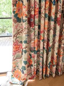 1pc Vintage Floral Print Blackout Curtain, Bohemian Plant & Butterfly Pattern, Thermal Insulated & Light Blocking, Suitable For Living Room And Bedroom - Multicolor - View 6