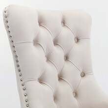 Set Of 2 65 Cm Dining Chairs In Velvet For Kitchen And Dining Room - 米色 - 查看 9
