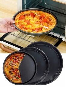 1pc Black Carbon Steel Pizza Pan, Round Pizza Baking Tray, Non-Stick Bakeware, Pizza Mold, Pizza Pan, Suitable For Pizza, Pie, Cake, Bread, Roasted Meat, Oven Tray, Baking Set - View 1
