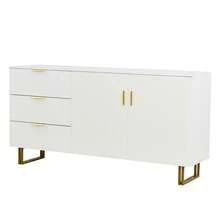 Modern Sideboard With 2 Doors And 3 Drawers – Elegant MDF Furniture Piece In Gold Color Alloy - 白色 - 查看 8