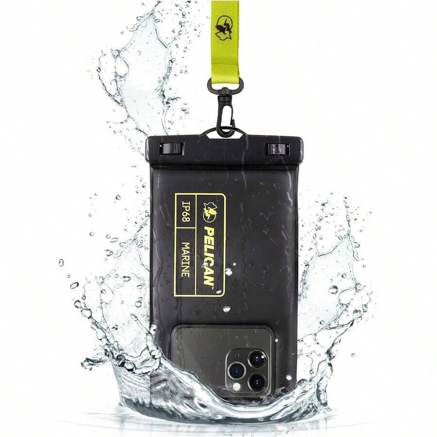 Marine - Funda Impermeable para telfono IP68 tamao estndar Funda Flotante Impermeable para telfono - Imprescindible para Viajes en cruceros de Playa - Black/Hi - Vis Yellow - black/Amarillo de alta visibilidad - Ver 1