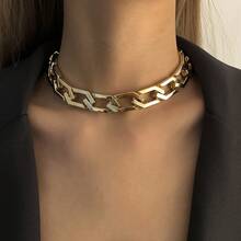 Chunky Chain Necklace, Single-Layer Collarbone Accessory, Modern And Simple. - Baby Pink - View 2