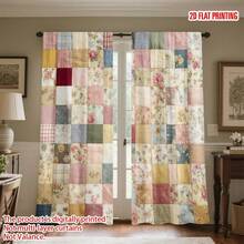 2pcs Floral Patchwork Pattern Digital 2D Printed Curtains, 100% Polyester Machine Washable Decorative Curtains, Suitable For Bedroom, Living Room, Kitchen, Balcony, Apartment, Hotel, B&B Exclusive Modern Artist Home Decor (Rod Not Included), Living Room Curtains, Privacy Window Design, Durable Fabric, Autumn, Thanksgiving Decoration, Perfect Holiday Gift For Family And Friends, All Season Applicable, 2D Flat Print, 90gsm - Multicolor - View 8