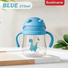 1pc 270ml Cartoon Straw Sippy Cup, Bear Design, Leak-Proof Straw Balance Cup With Handle, Suitable For 6 Months+, Silicone Straw, Clear Scale - Multicolor - View 12