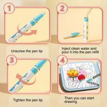 Magic Water Picture Books, Reusable Magic Drawing Books And Pens, Learning Educational Activity Books, Random Color Pens, Children's Christmas And New Year Gifts Back To School - Multicolor - View 3