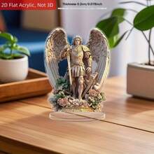 2D旋轉壓克力大天使桌面裝飾品，精緻藝術家家居裝飾，無需電源，提升客廳、臥室、辦公室氛圍，動態翅膀設計，細膩細節 - C - 查看 7