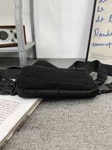 功能性戰術胸包 戶外運動胸包 女款時尚子彈嘻哈背心街頭風 中性黑色胸包 - 黑色 - 查看 6