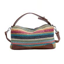 BAILEE Leisure Travel Woven Color-Blocked Shoulder Bag With PU Handle And Weaving Design. Perfect For Beachwear And Gift-Giving. - Multicolor - View 15