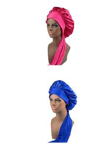 2 Pieces Of Wide-Brimmed Sleep Caps, Lace Ribbons, Elastic Round Caps, Beauty And Hair Care Promotional Caps, Solid Color Polyester Fiber, No - A - View 13