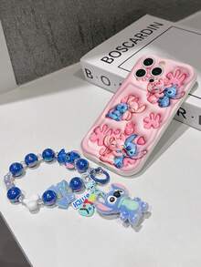 Disney Has Authorized, Phone Case - Chain Set, The Stitch Lilo & Stitch 3D Phone Case Plus A Silicone 3D Stitch Bracelet With Metallic Ring Removable Bracelet, Stitch And Angel Pattern, Compatible With Iphone17/16/15/14/13/12/33/XS/XR/X Plus Pro Max, A Stylish Cartoon Phone Case, The Perfect Gift Choice, Phone Protection, Durable Phone Cover, Great Gift For Friends And Family. - 白色 - 查看 7