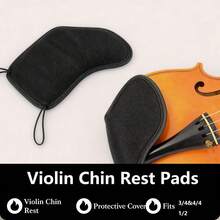 2Pcs Violin Chin Rest Pads, Violin Chin Rest Covers, Protective Covers, Suitable For 3/4 4/4 1/2 Violin Accessories - Black - View 5