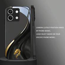 Elegant Black And Gold Dragon Pattern Tempered Glass Phone Case In Black For Xiaomi  Note14/Note14Pro/Note14Pro+/Note13/Note13Pro/Note13Pro+/Note12/Note12Pro/Note12Pro/Note12Pro+/Note11Pro/Note11/Note11S/13C/12/10C/10A/9C/8/A3/A2/A1. Creative Business Style,  Art, Shockproof And Durable Protective Case For Couples, Men And Women - Image 1 Pcs - View 4