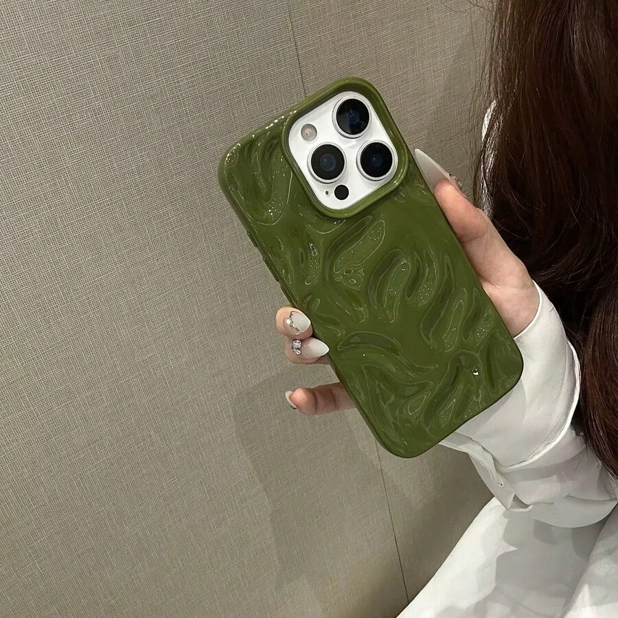 1個新款亮面隕石圖案綠色材質相容iPhone17PROMAX/17/17PRO/16PROMAX/16/16PRO/16PLUS/15PROMAX/15PRO/15PLUS/15/14PROMAX/14PRO/14/13PRO/13/12PRO/12/11/XS/XMAX/8PLUS/7G/13Promax/XR防震全包覆軟手機殼，適合女性，可作為送給家人、節日、朋友、生日、女友、男友或自己的禮物