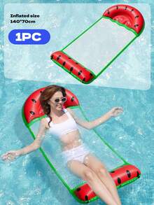 Fruit Design Inflatable Mesh Pool Floating Hammock, Watermelon Pineapple Lime Strawberry Orange Theme Water Lounge Chair, Durable PVC Float, Suitable For Beach Pool Vacation - 彩色 - 查看 11