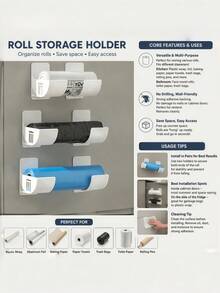 4pcs Hole-Free Trash Bag Storage Rack, Adjustable Spacing Kitchen Storage Rack, Suitable For Trash Bags, Plastic Wrap, Umbrellas, Rolling Pins Storage, Kitchen Shelf, Sink Storage Rack, Closet Kitchen Organizer, Kitchen Storage And Organization - A - View 6