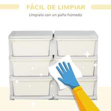 HOMCOM Armazenamento de brinquedos - Creme - Ver 4