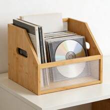 Vinyl Record Storage Crate Bamboo Record Holder CD Albums Magazine Storage Box - View 7