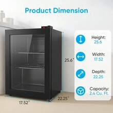 2.4 Cu. Ft Upright Freezer, Freestanding Mini Freezer With 7-Level Adjustable Thermostat, Glass Door Display Freezer With Removable Shelves, Low Noise, For Dorm, Apartment, Office, Kitchen - US B Type Plug(110-127V) - View 1