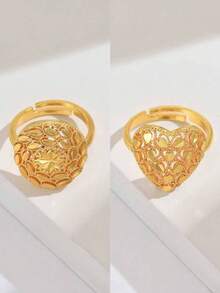 1 chiếc nhẫn thời trang phong cách Âu Mỹ hình lúa mì may mắn, trang sức cưới rỗng hở cho phụ nữ - Vàng - Xem 21