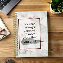 1本 A5 大理石紋勵志金句螺旋筆記本「You Are Always Capable Of More Than You Think」勵志日記本，玫瑰金邊框，正向肯定日記，適合女性與學生，學校用品 - 大理石風格 - 查看 1