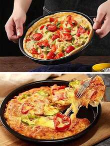 1pc Black Carbon Steel Pizza Pan, Round Pizza Baking Tray, Non-Stick Bakeware, Pizza Mold, Pizza Pan, Suitable For Pizza, Pie, Cake, Bread, Roasted Meat, Oven Tray, Baking Set - View 5