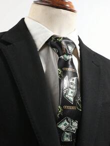 Men's Creative Hundred Dollar Bill Print Tie - Dollar - View 4