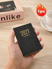 A7 Size 2027 English Planner, 64 Sheets 128 Pages Slim Weekly Calendar Notebook, 365 Days Daily Planner, A7 Mini Portable Pocket Diary, PU Leather Cover Small Notebook - A - View 9