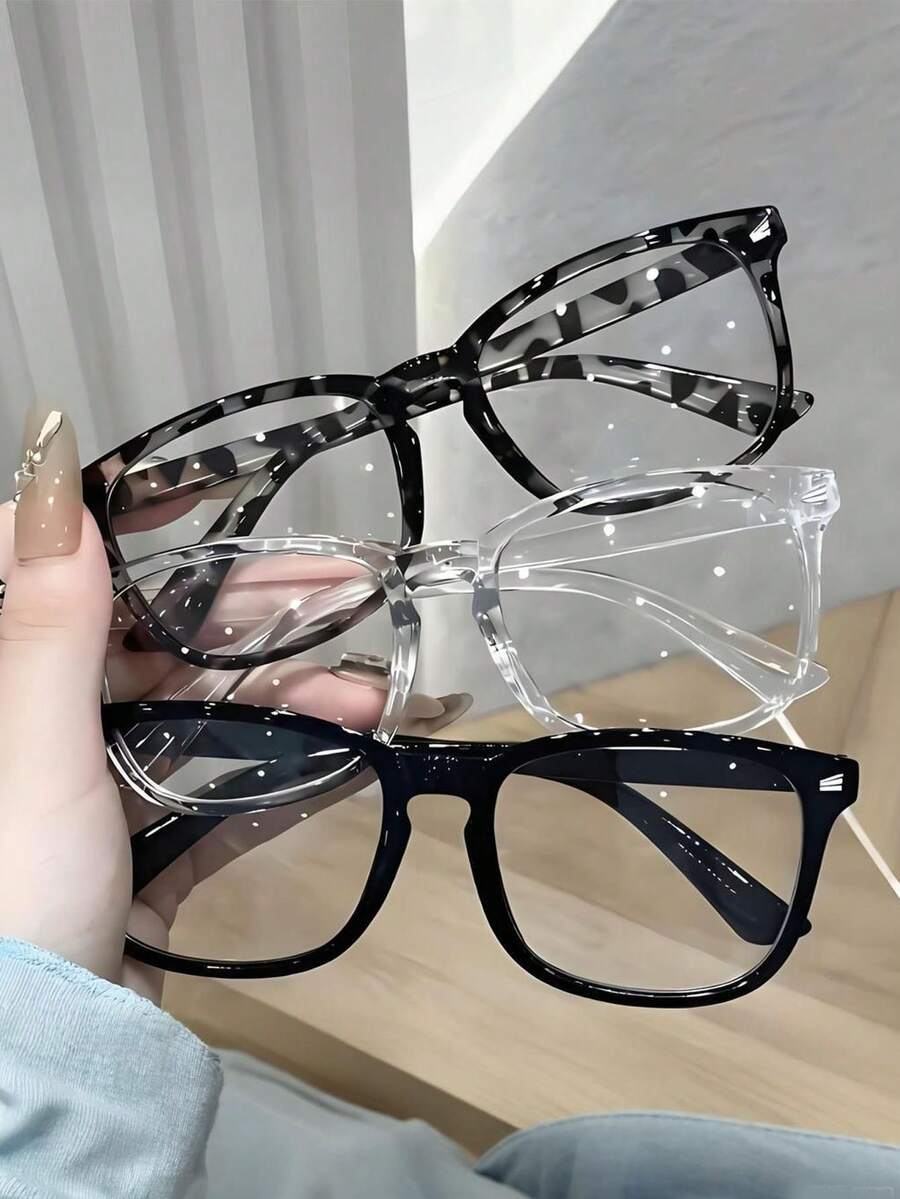 3pcs/2pcs Women's Minimalist Fashion Glasses - Clear Lenses - Suitable For Daily Wear - Random Styles - View 1