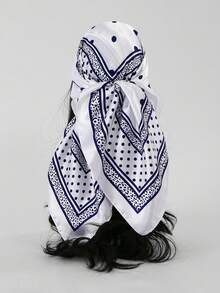1 pieza Pañuelo cuadrado con estampado de lunares de moda casual para mujer 2026, pañuelo multifuncional y conveniente adecuado para salidas diarias, playa y otras ocasiones - Multicolor - Ver 3