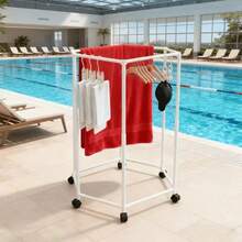 Portable Rolling Clothes Rack With Wheels, Freestanding Metal Garment Rack With Top Hanging Bar And Open Storage Space, Heavy Duty Wardrobe Organizer For Bedroom, Dorm And Small Apartment - View 10