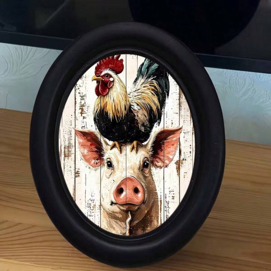 1pc Black Gothic Vintage Oval Picture Frame, Handmade Craft Artwork, Perfect For Home Office And Holiday Decor, Ideal Gift For Collectors, No Drilling Required
