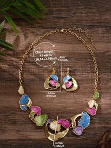 Cring Coco 2pcs/Set Perhiasan Wanita Set Fashion Boho Nautical Geometris Kalung dan Anting untuk Pesta Sehari-hari, Liburan, Festival Musik, Pantai, Aksesoris, Hadiah - geometri - View 13
