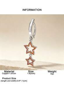 1pc Fashionable Luxury Star Cubic Zirconia Navel Ring, Body Piercing Jewelry For Women, Party Accessory - Star - View 27