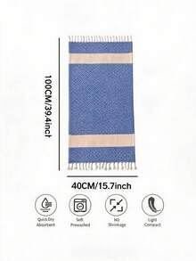 Toalla de cocina 100% algodón 40x100cm 2 piezas - Altamente absorbente, textura suave, estilo elegante HECHO EN TURQUÍA - Azul - Ver 3